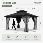 Aoxun 12'x14' Hardtop Gazebo, Aluminum Frame Canopy - Image 9