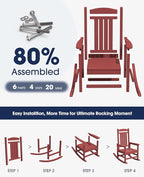 KINGYES Outdoor Rocking Chair Set of 2, High Density Polyethylene Patio Rocking - Image 4
