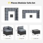 Aoxun Patio Furniture Set, 11 Piece Outdoor Sectional Sofas - Image 6