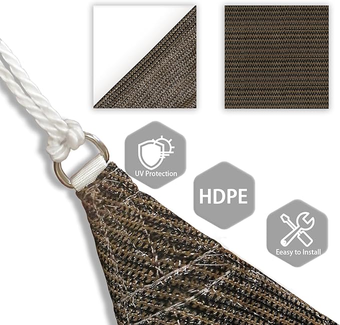 Patio Paradise 13' x 13' x 13' Sun Shade Sail Triangle Canopy Shade Cloth - Image 3