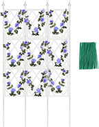 5.25FT Metal Pipe Trellis for Climbing Plants Outdoor, Garden Wall White Trellis by WellSign