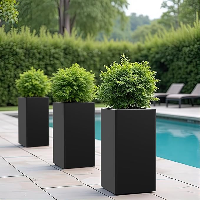 24" Tall Planter for Outdoor Plants, Modern Large Outdoor Galvanized Steel - Image 6