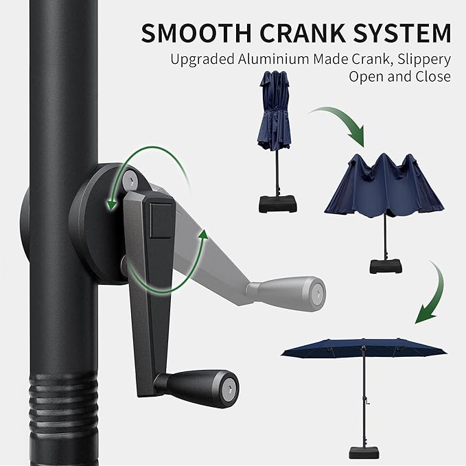 OLILAWN Patio Table Umbrella, 15ft Large Deck Umbrella - Image 6