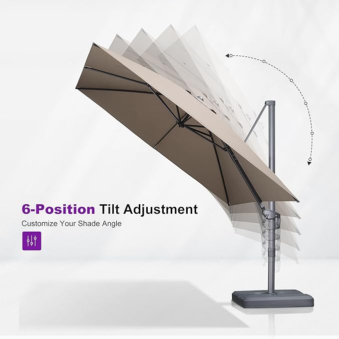 PURPLE LEAF Patio Umbrella 9' X 9' Rectangle Cantilever Umbrella Large Aluminum - Image 7