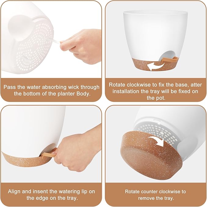 Plant Pots 8/7/6.5/6/5.5/5 Inch Self Watering Pots, Plastic Flower Pots - Image 2