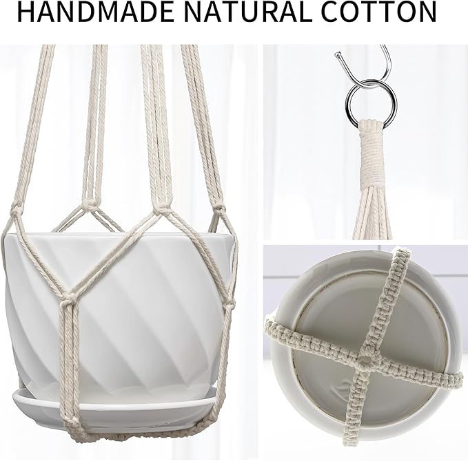 Macrame Plant Hanger, Fits 4-13 Inch Pots, Boho Hanging Plant Holder - Image 2