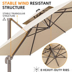 10' X 13' Outdoor Patio Umbrella Large Rectangle Cantilever Umbrella Heavy Duty - Image 2