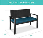 Best Choice Products Outdoor Bench 2-Person Wicker Garden Patio Benches Seating - Image 2