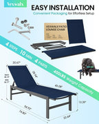 Outdoor Lounge Chairs Set of 2, Aluminum Patio Chaise Lounge Chairs - Image 3