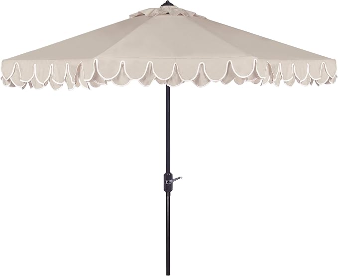 SAFAVIEH 9ft Outdoor Patio Umbrella, Auto Crank Tilt, UV Resistant by SAFAVIEH