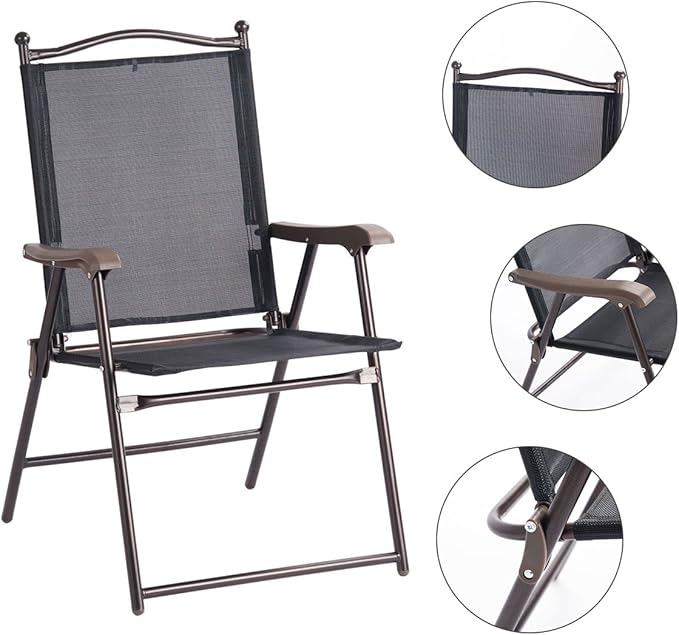 Giantex Set of 2 Patio Folding Chairs, Outdoor Patio Dining Chairs w/Armrest - Image 5