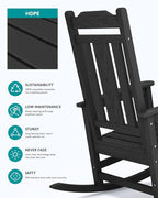 SERWALL Outdoor Rocking Chair Black Set of 8, All Weather Patio Rocking Chair - Image 5