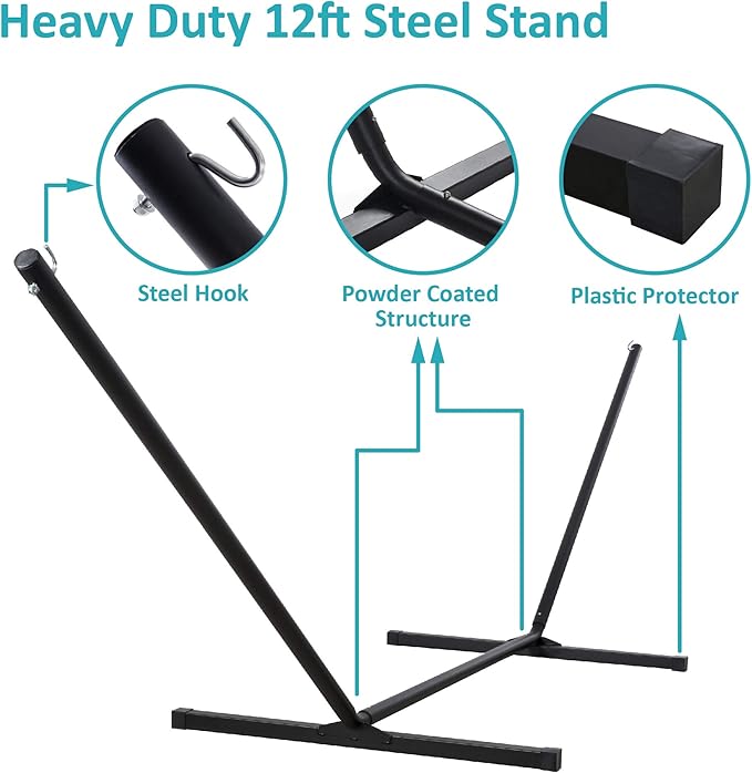 SUNCREAT Hammock with Stand 2 Person Heavy Duty, Freestanding Hammock with - Image 7