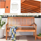 Tangkula Outdoor Wood Garden Bench, Curved Armrest, Large Wooden Loveseat Bench - Image 7