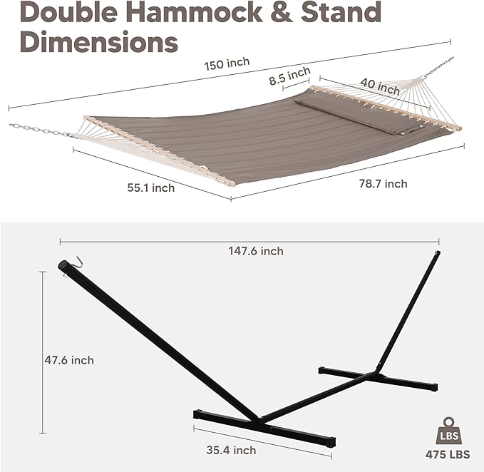 SUNCREAT 55 Inch Extra Large Double Hammock - Image 6