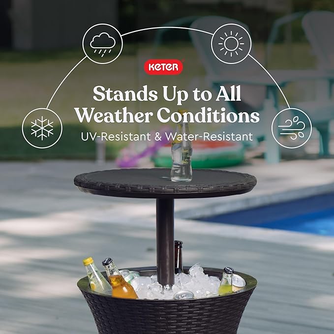 Keter Pacific Cool Bar Outdoor Patio Furniture and Hot Tub Side Table - Image 4