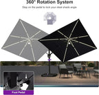 PURPLE LEAF 10 Feet Patio Umbrella Outdoor Cantilever Solar Powered LED Swivel - Image 8