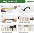 Curtain Rods for Windows 32 to 240, 1 Inch Adjustable Heavy Duty Long Window - Image 9