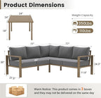 UDPATIO 6 Piece Patio Furniture Set, Faux Wood Metal Outdoor Sectional Sofa - Image 7