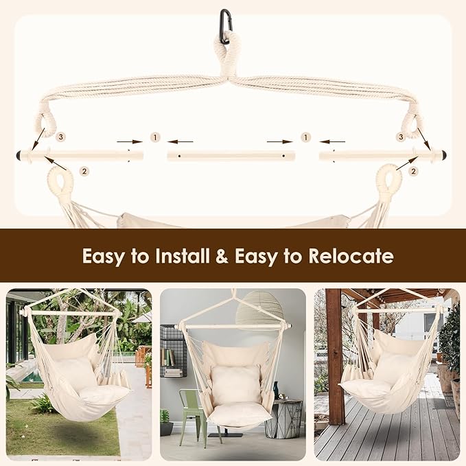 Highwild Hammock Chair Hanging Rope Swing - Image 5