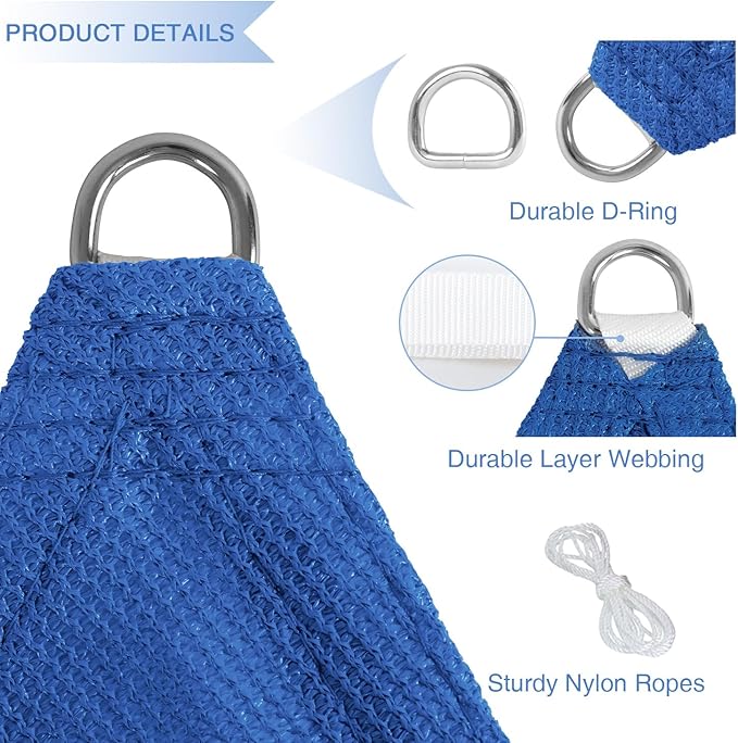 E&K Sunrise 2' x 2' x 2' Sun Shade Sail Triangle Canopy Shade Cover UV Block - Image 4