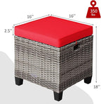 Tangkula 2 Pieces Patio Rattan Ottomans, Outdoor Wicker Footstool Footrest Seat - Image 3