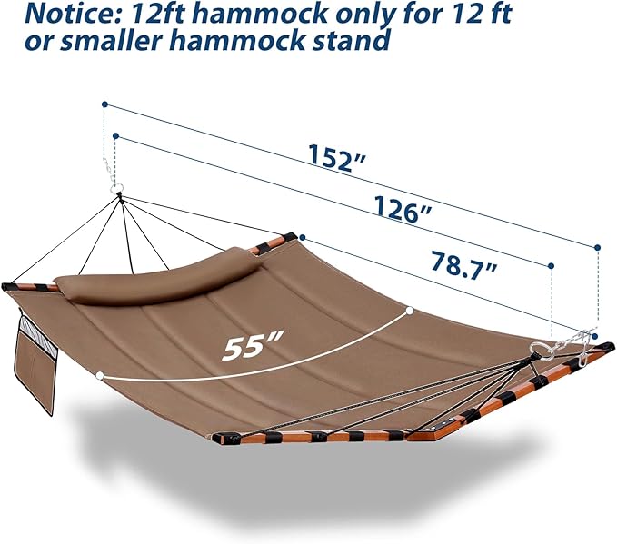 TegerDeger 12FT 2 Person Hammock Large Hammock 450LB Capacity - Image 6