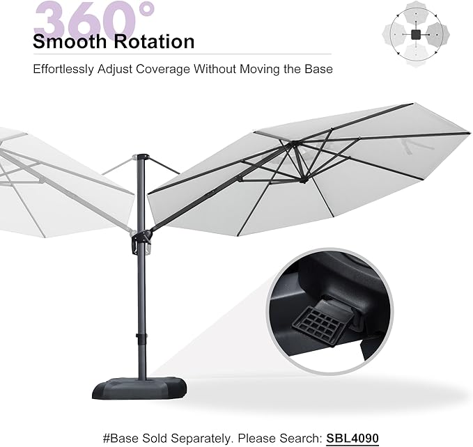 PURPLE LEAF 11 Feet Patio Umbrella Outdoor Cantilever Round Umbrella Aluminum - Image 7