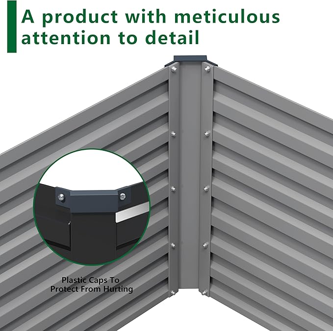 6x3x2FT Galvanized Raised Garden Bed Kit, Vegetable Plant Boxes-Rectangle Metal - Image 4