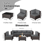 LEVELEVE 7 Pieces Outdoor Patio Furniture Sets, Rattan Conversation Sectional - Image 2