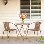 VINGLI PE Rattan Outdoor Dining Chairs Set of 2, Plastic Stackable Patio Chairs - Image 7