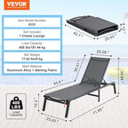 VEVOR Chaise Lounge Chair Outdoor, Aluminum Patio Lounge Chairs - Image 3