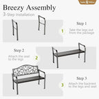 Sophia & William Outdoor Bench, Metal Garden Bench, Cast Iron Park Benches - Image 5