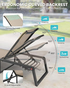 Aluminum Chaise Lounge Chair Outdoor, Foldable & No Assembly Patio Pool Lounge - Image 4