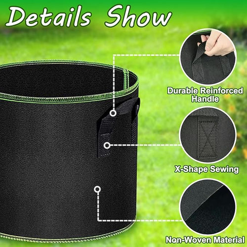5 Gallon Grow Bags-3 Pack, Thickened Nonwoven Fabric Aeration Planter Bags - Image 2