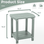Adirondack Square Outdoor Side Table, 2-Tier Storage Patio Side Table, HDPE End - Image 3