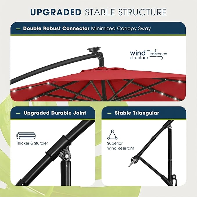 wikiwiki 10ft Solar LED Patio Umbrella - Image 7