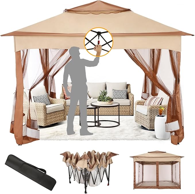 COBIZI 11x11 Pop Up Gazebo Canopy Tent Easy Up Outdoor Gazebo Waterproof by COBIZI