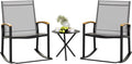 Shintenchi 3 Piece Outdoor Rocking Bistro Set, Textilene Fabric Small Patio by Shintenchi