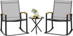Shintenchi 3 Piece Outdoor Rocking Bistro Set, Textilene Fabric Small Patio by Shintenchi