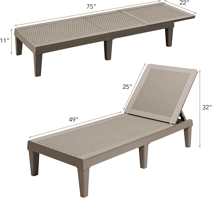 Devoko Outdoor Chaise Lounge Chair Set of 2 - Image 3