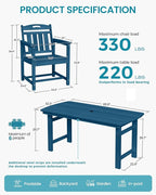 Ciokea HDPE Outdoor Patio Dining Chairs Set of 2, All-Weather Porch Chair - Image 2