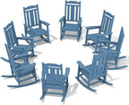 SERWALL Outdoor Rocking Chair Blue Set of 8, All Weather Patio Rocking Chair by SERWALL