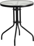 Flash Furniture Bellamy 23.75" Round Indoor/Outdoor Tempered Glass Metal Frame by FlashFurniture
