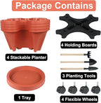 DUNCHATY Stackable Planters 4 Tier Vertical Garden Planting Tower Planters - Image 8