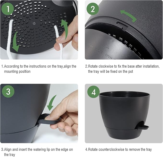 12inch 2Pack Large Self Watering Planters, Plastic Plant Pots - Image 4