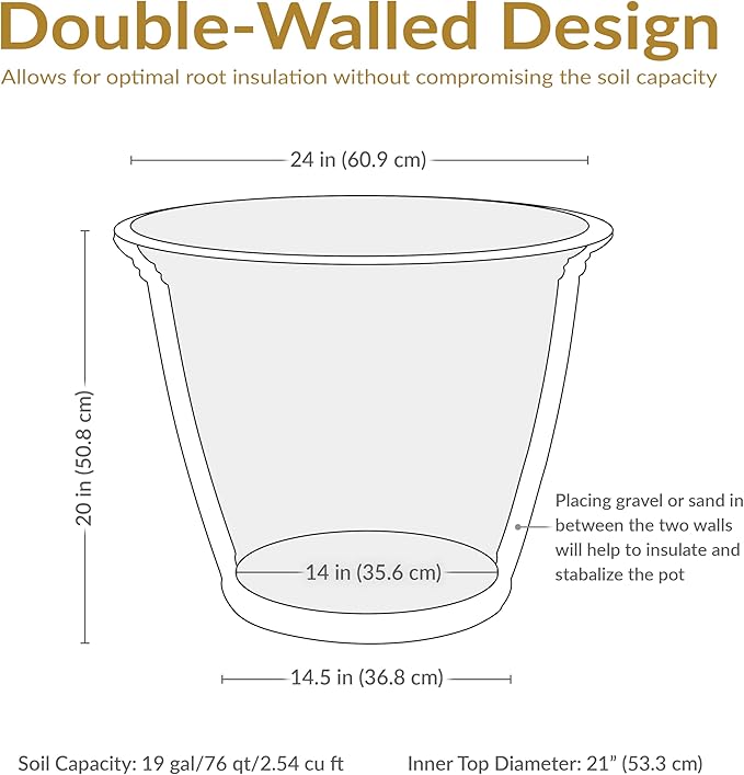 Sunnydaze 24-Inch Anjelica Large Plastic Pot - Image 7