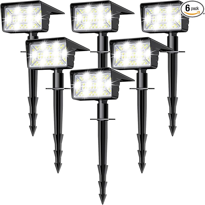 Solar Spot Lights Outdoor with 60 LED & Auto On/Off, 6 Pack Solar Lights by Unknown