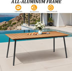 70" Patio Outdoor Dining Table for 4-6, Weather-Resistant Wood-Grain Top - Image 5