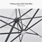 PURPLE LEAF 10 Feet Patio Umbrella Outdoor Cantilever Solar Powered LED Square - Image 4